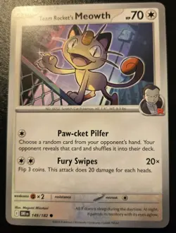 Team Rocket's Meowth 149/182 Common Scarlet & Violet Destined Rivals Pokemon TCG - Image 1