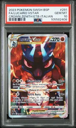 Pokemon PSA 10 Lucario Vastro #291 Full Art Zenit Regale ETB Promo 2023 Italiano - Image 2
