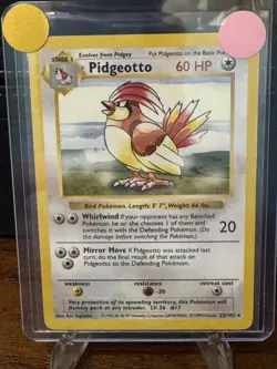 Pokemon TCG Base Set Shadowless Pidgeotto 22/102 Rare LP WOTC - Image 1