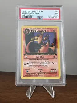 2000 Pokemon Rocket 1st Edition Dark Charizard #21 PSA 7 NM - Image 1