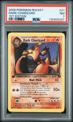 2000 Pokemon Rocket 1st Edition Dark Charizard #21 PSA 7 NM - Image 1