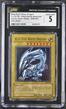 Yu-Gi-Oh Blue-Eyes White Dragon 2002 Kaiba Starter Deck SDK-001 Ultra Rare CGC 5 - Image 1
