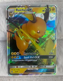 Pokemon TCG Raichu GX Hidden Fates Holo Ultra Rare Card 20/68 NM - Image 1