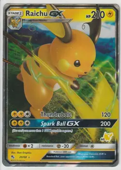 Pokemon TCG - Raichu GX 20/68 Hidden Fates LP Holo Ultra Rare - Image 1