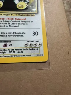 Pokemon Cards: Jungle Rare Holo: Snorlax 11/64 No Symbol Error LP - Image 5