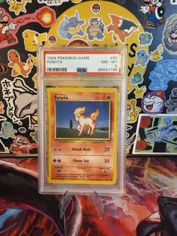 1999 Pokemon Base Set Ponyta #60 PSA 8 NM-MT | Vintage WOTC Pokemon Card - Image 1