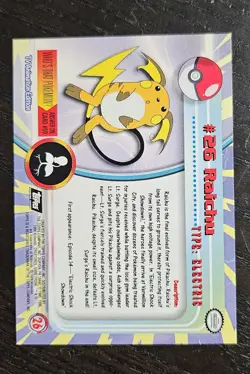 Raichu - POKEMON TOPPS AUTHENTIC CARD NM #26 Second print black logo NON HOLO - Image 2