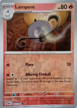 LAMPENT - REVERSE HOLO - OBSIDIAN FLAMES - POKEMON CARD - 037/197 - Image 1