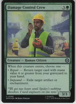 MTG Damage Control Crew Foil NM Marvel's Spider-Man Magic 99 - Image 1