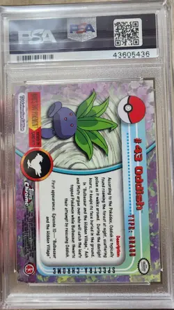2000 Topps Chrome Oddish Pokemon T.V. - Spectra #43 PSA 10 - Image 2