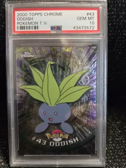PSA 10 2000 Pokemon Game Topps Chrome Oddish TV Rare Base Series 1 GEM MINT 43 - Image 1