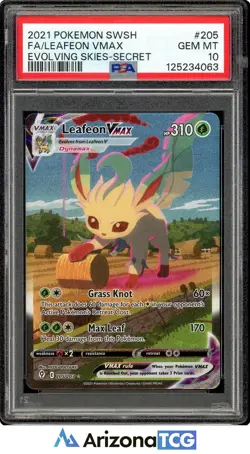 Pokemon 2021 Leafeon VMAX 205/203 FA Secret Rare Evolving Skies GEM MINT PSA 10 - Image 1