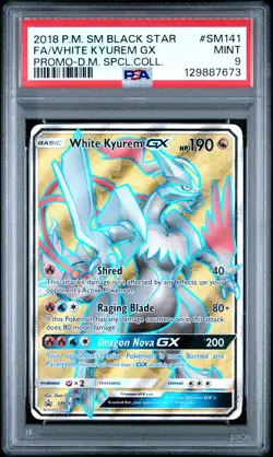 2018 POKEMON SM BLACK STAR PROMO #SM141 FULL ART/WHITE KYUREM GX PSA 9 - Image 1