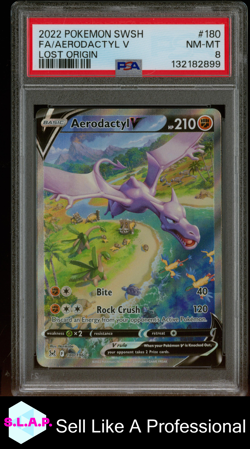 FA/AERODACTYL V LOST ORIGIN POKEMON SWORD & SHIELD LOST ORIGIN 2022 180 PSA 8 - Image 1