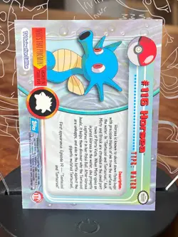 Horsea #116 Pokemon Topps 1999/2000 TV Animation Blue Logo Series 1 - Image 2