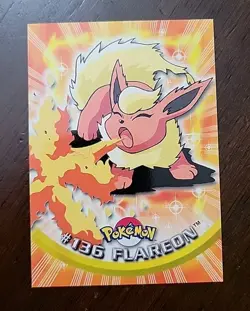 NM! Flareon #136 - Pokemon Topps Series 3 - Blue Logo Tv Animation Edition - Image 1