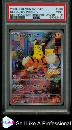 DETECTIVE PIKACHU DET PIKACHU RTRNS PRE-ORDER POKEMON JP SV-P PRM 2023 098 PSA 9 - Image 1