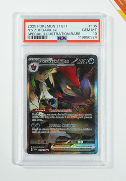 Pokemon PSA 10 N's Zoroark Ex #185 JTG Special illustration Rare 2025 Italiano - Image 1