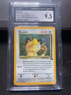 Pokemon Meowth TCG Game Boy Game Black Star Holo Promo #10 CGC 9.5 Mint + - Image 1