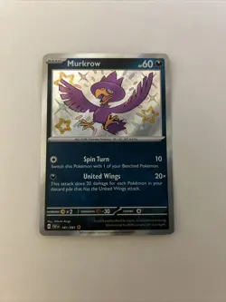 Pokemon TCG Murkrow Scarlet & Violet: Paldean Fates 181/091 Holo Shiny Rare - Image 1