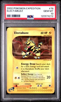 2002 POKEMON EXPEDITION #76 ELECTABUZZ PSA 10 - Image 1