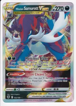 Hisuian Samurott VSTAR 102/189 Astral Radiance Pokemon Card TCG NM+ - Image 1