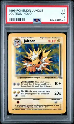 1999 POKEMON JUNGLE #4 JOLTEON-HOLO PSA 7 - Image 1
