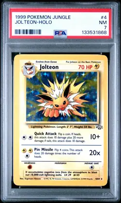 1999 POKEMON JUNGLE #4 JOLTEON-HOLO PSA 7 - Image 1