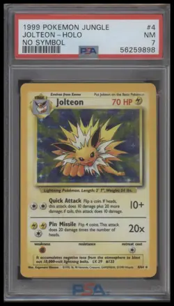 1999 Pokemon Jungle No Symbol Jolteon-Holo 7 PSA #4 - Image 1