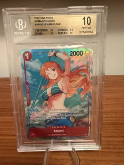 2022 One Piece Nami 016 Romance Dawn Alternate Art PRE-ERRATA BGS 10 - Image 1