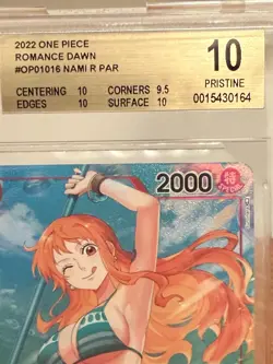 2022 One Piece Nami 016 Romance Dawn Alternate Art PRE-ERRATA BGS 10 - Image 5