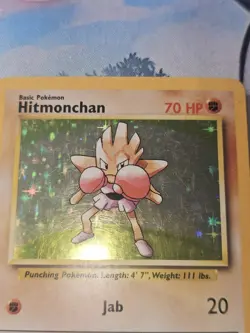 1999 Pokemon TCG Hitmonchan Holo Rare Card 7/102 Unlimited Base Set - Image 3