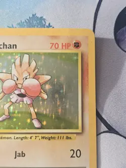 1999 Pokemon TCG Hitmonchan Holo Rare Card 7/102 Unlimited Base Set - Image 5