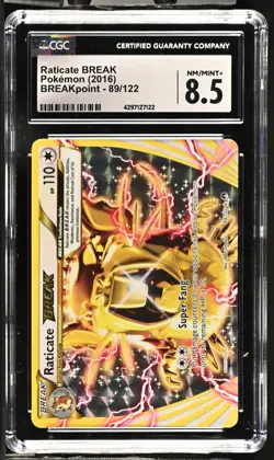 CGC Graded 8.5 NM/Mint+ Raticate BREAK 89/122 BREAKpoint Pokemon Card - Image 1