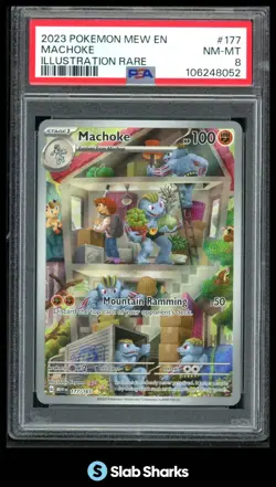 2023 POKEMON SV 151 MEW EN #177/165 MACHOKE ILLUSTRATION RARE PSA 8 - Image 1