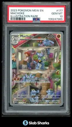 2023 POKEMON SV 151 - MEW EN #177/165 MACHOKE ILLUSTRATION RARE PSA 10 - Image 1