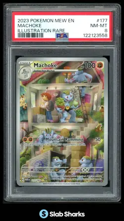 2023 POKEMON SV 151 - MEW EN #177/165 MACHOKE ILLUSTRATION RARE PSA 8 - Image 1