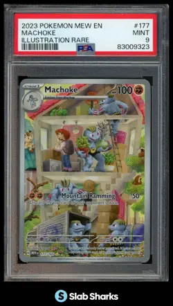 2023 POKEMON SV 151 - MEW EN #177/165 MACHOKE ILLUSTRATION RARE PSA 9 - Image 1