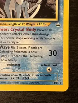 Pokemon TCG Suicune Neo Revelation Holo Card 14/64 Unlimited Rare Wotc Holo Nm- - Image 4