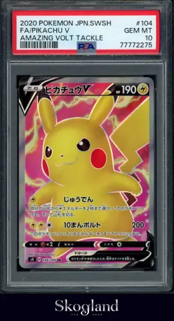 2020 POKEMON JPN.SWSH PIKACHU V AMAZING VOLT TACKLE PSA 10 GEM MT - Image 1