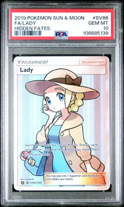 2019 POKEMON SUN & MOON HIDDEN FATES #SV86 FULL ART/LADY PSA 10 - Image 1