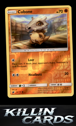 Reverse Holofoil Cubone 52/111 Pokemon Common SM - Crimson Invasion Card NM - Image 1
