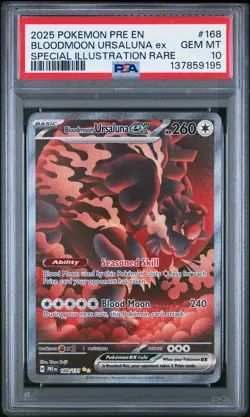 2025 POKEMON PRE EN-PRISMATIC EVOLUTIONS #168 BLOODMOON URSALUNA EX PSA 10 - Image 1
