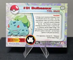 Bulbasaur #01 Pokemon 2000 Topps Chrome - Series 1 - Holo Foil Black Logo - Image 2