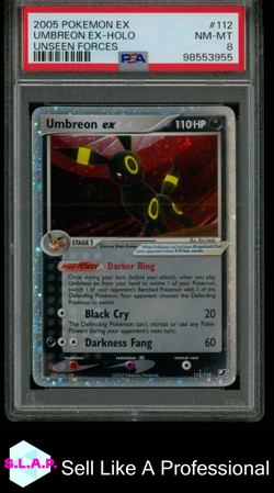 UMBREON EX POKEMON 112/115 2005 UNSEEN FORC3S HOLO ENGLISH PSA 8 - Image 1