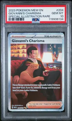 2023 POKEMON MEW EN-151 SPECIAL ILLUSTRATION RARE GIOVANNI'S CHARISMA PSA 10 - Image 1