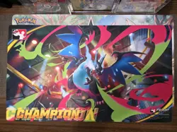 Mega Charizard X League Cup Champion Playmat Play Pokemon Trophy - Image 1