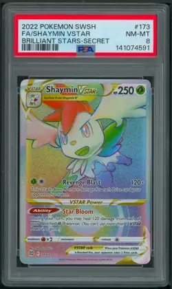Pokemon SWSH Brilliant Stars Shaymin VStar Rainbow Rare Secret 173/172 PSA 8 - Image 1