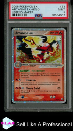 ARCANINE EX POKEMON 83/92 2006 LEGEND MAKER HOLO ENGLISH PSA 9 - Image 1