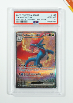 Pokemon PSA 10 Salamence Ex #187 JTG Special illustration Rare 2025 Italiano - Image 1